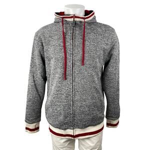 Pook Reversible Men's Gray Faux Fur Long Sleeve Hooded Sweatshirt Jacket Top L